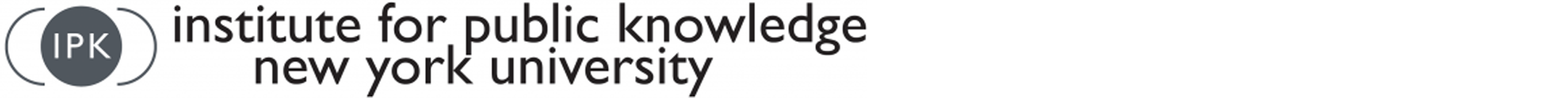 Logo for the Institute for Public Knowledge, New York University, with a circular grey icon featuring the acronym IPK in the center