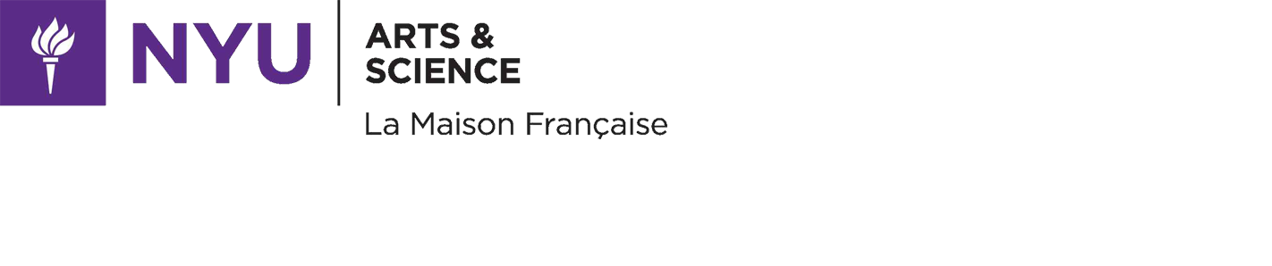 NYU Arts & Science La Maison Française logo with purple torch icon.